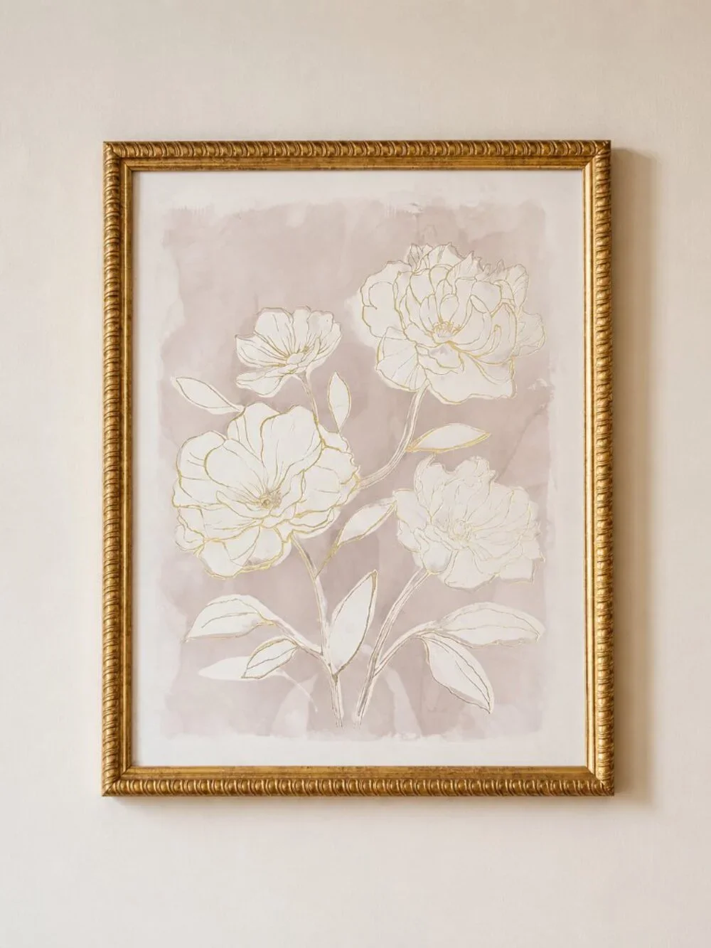 Framed Floral Wall Art Gold Frame Pink Botanical Print